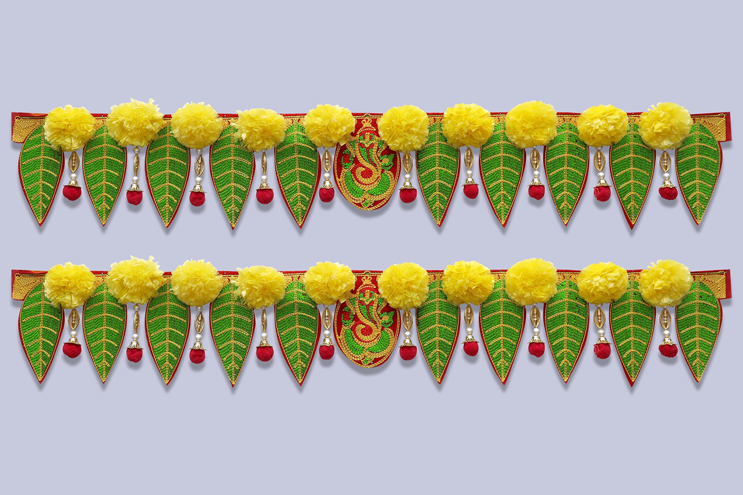 HEGIENES DECORS Ganesh Pan Toran for Home Décor - Multicolor | Washable & Resuable Hanging Bandarwal with Artificial Yellow Marigold Flowers | for Entrance Gate & Office Decor- Pack of 2 (B0BFV5NF48) Amazon Price History, Amazon Price Tracker