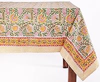 Vista 11 de ATOSII Amalfi - Mantel rectangular de otoño 100% algodón, bohemio, estampado a mano, para cocina, mesa de comedor, lino, decoración de otoño