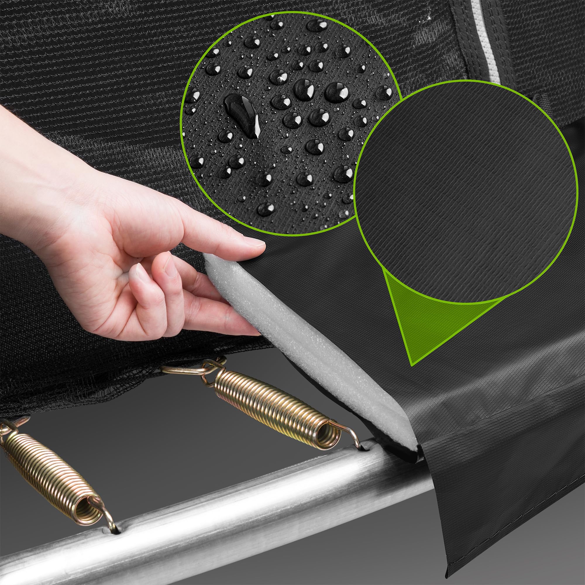 Zelsius Trampolin Schwarz für den Outdoor-Bereich | Trampolin Outdoor, Gartentrampolin mit Sicherheitsnetz, Leiter und Schuhbeutel | Trampolin für Sport und Freizeit