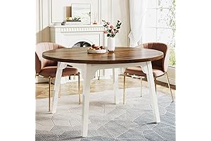 Tribesigns 47" Farmhouse Round Dining Table for 4-6 People
