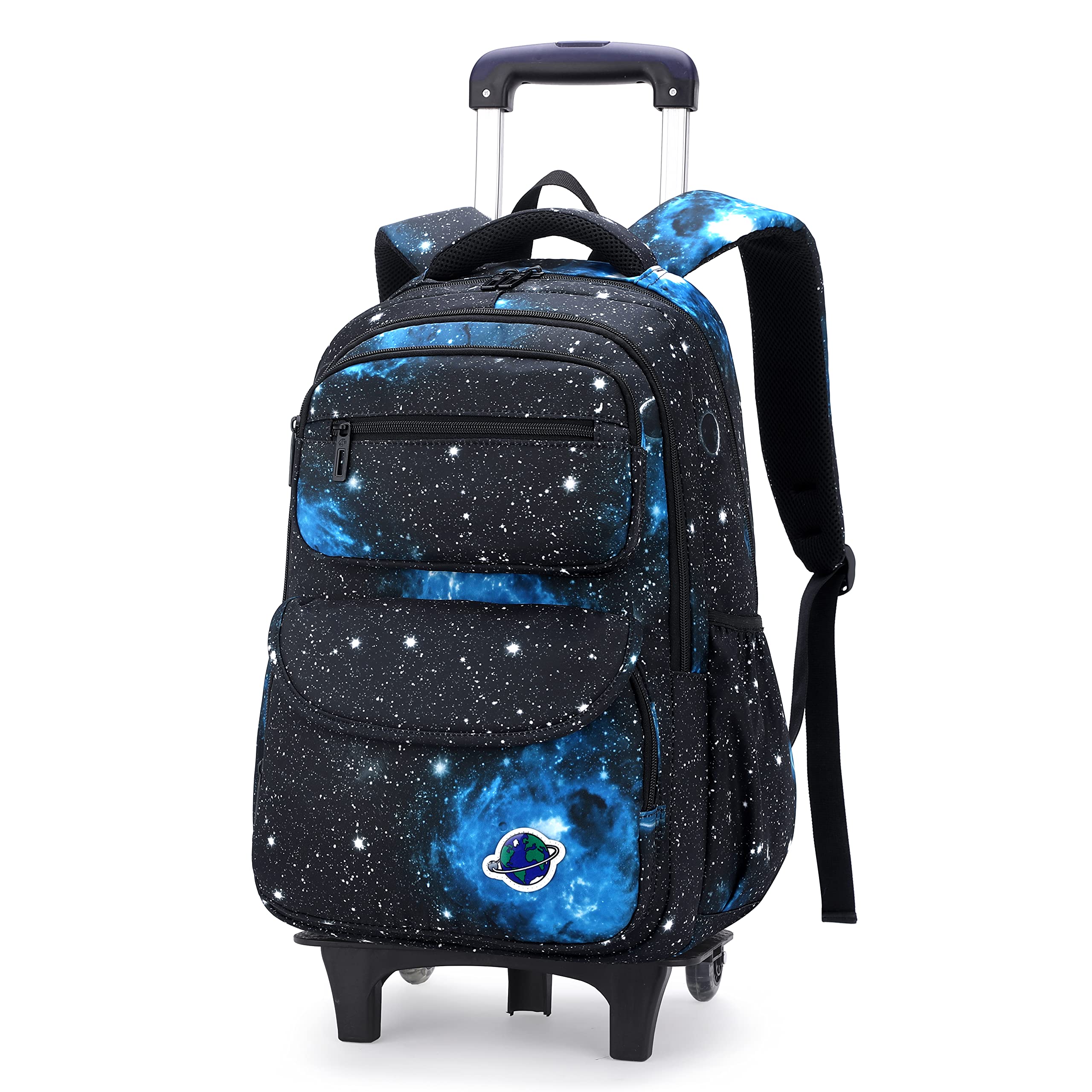 Boys Rolling Backpacks Kids'Luggage Wheeled Backpack for School Boys  Trolley Bags Space-Galaxy Roller Bookbag