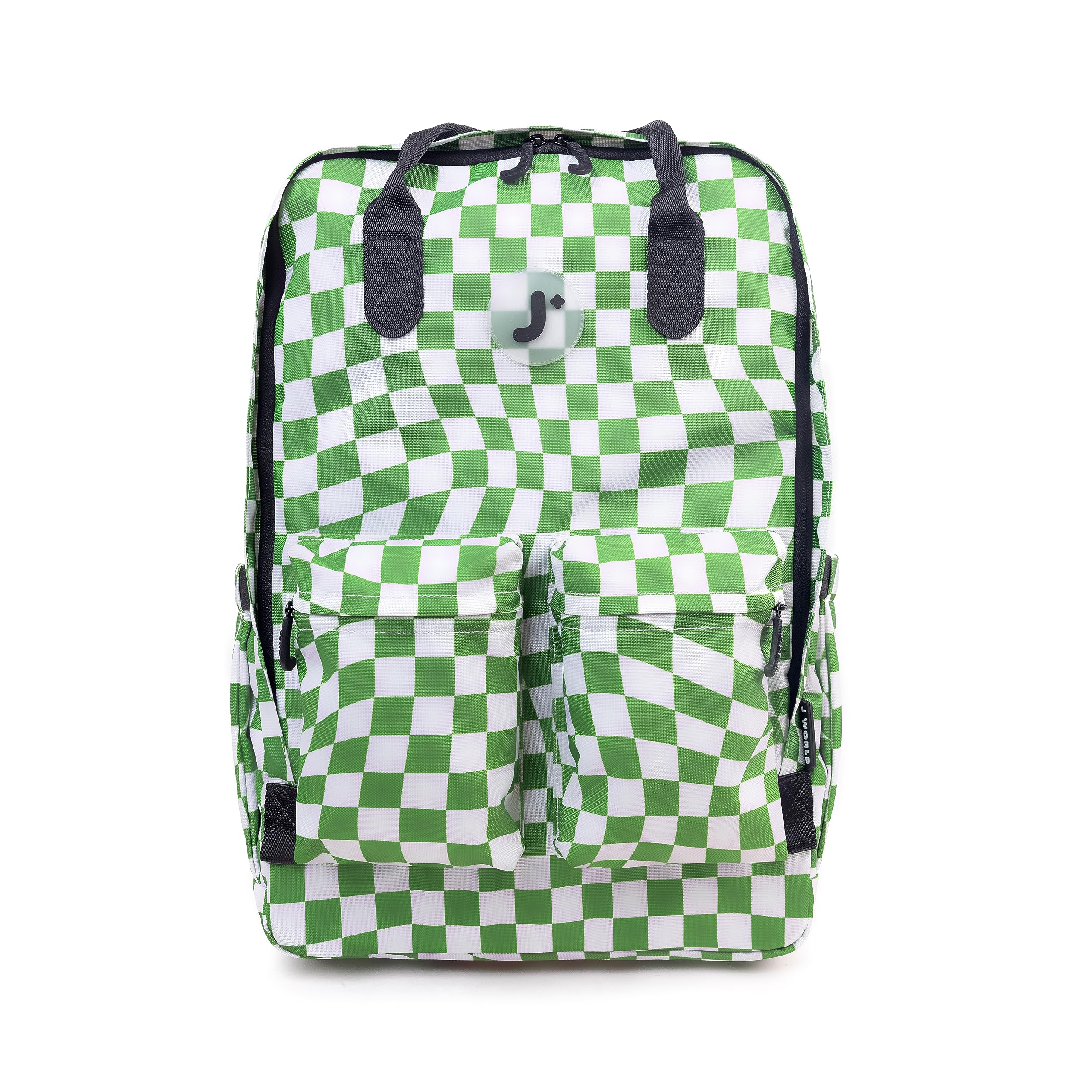 J World New York Timo Backpack for Teen Kids & Adults. Student Laptop Bookbag, Matcha Checkers, One Size