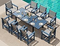 Vista 42 de SERWALL Juego de comedor para exteriores de 9 piezas, mesa de comedor expandible de 60 a 83 pulgadas y 8 sillas de polietileno de alta densidad