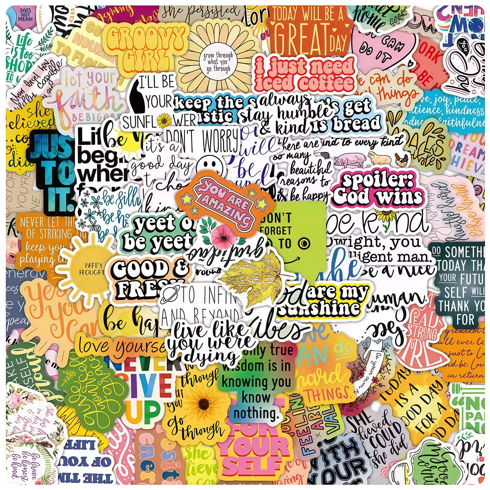 Tivleed 100PCS Motivational Stickers, Stickers for Adults, Stickers for Scrapbooking Inspirational Quote Stickers, Waterproof PVC Sticker Pack for Laptop Scapbook Journall Water Bottle etc