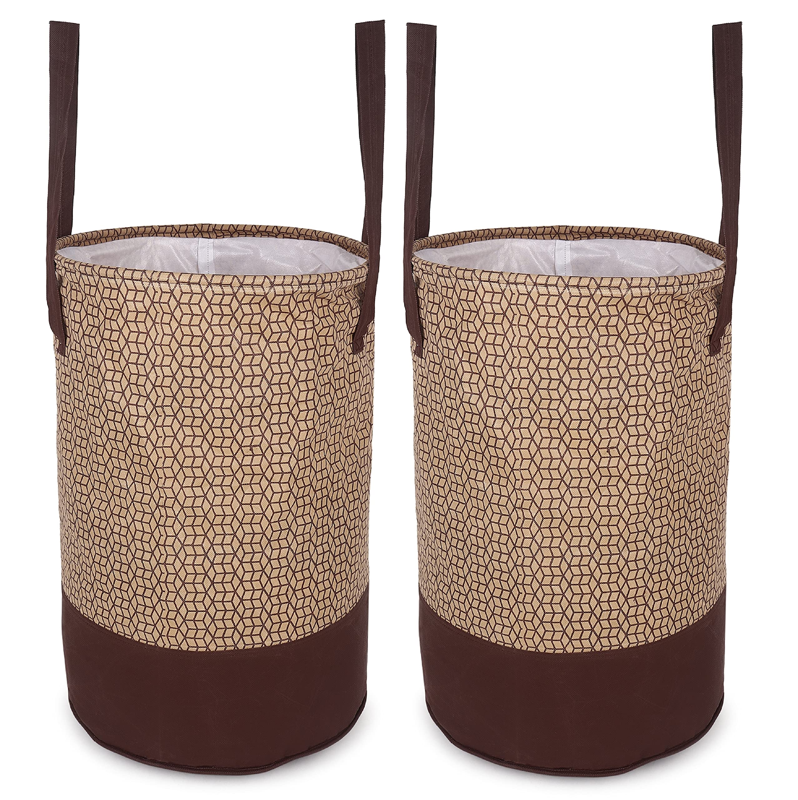 Glun Waterproof Double Layered Round Laundry Bag With Handles Foldable For Cloth, Toys Storage Bag Pack Of 2 Brown - Plastic, 3.94X3.94X3.94 Inch (B0BRFVJR3J) Amazon Price History, Amazon Price Tracker