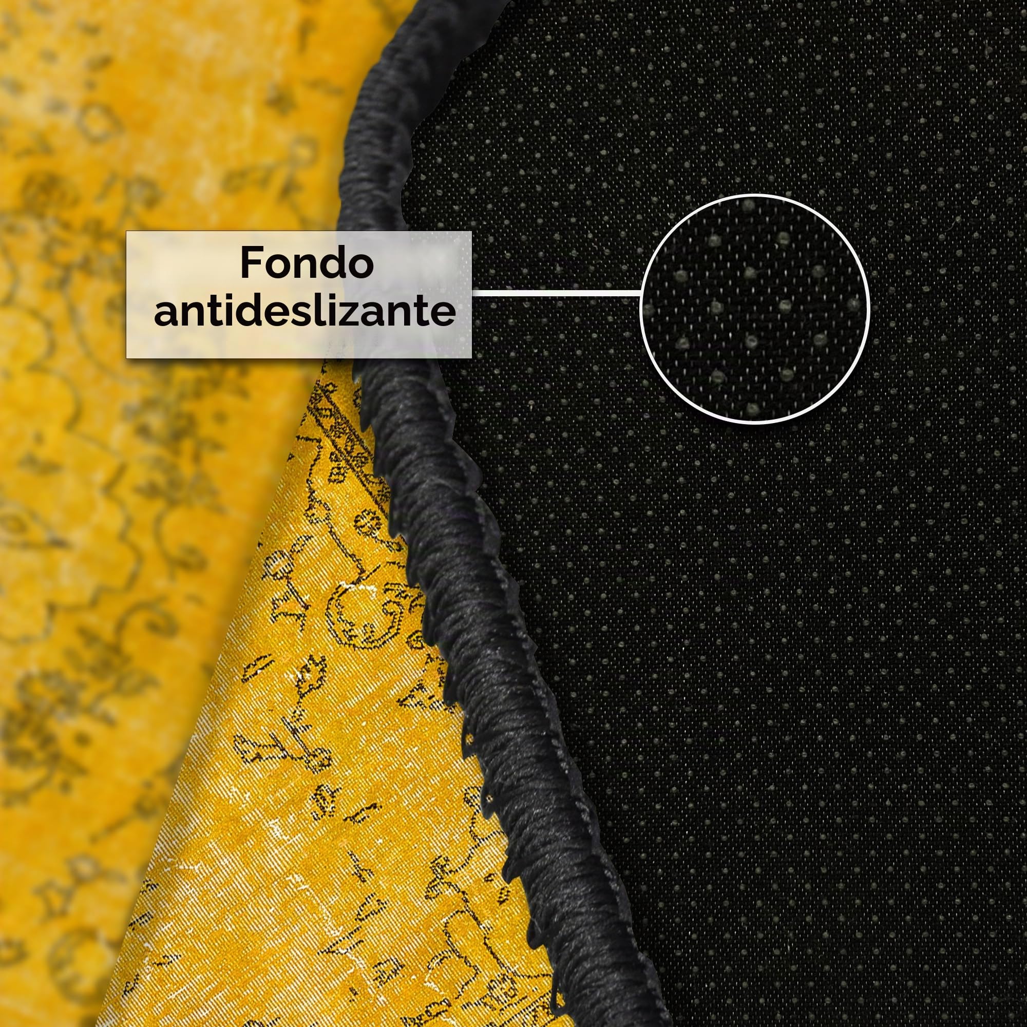 bamyum Giallo Alfombra Impresa Chenilla Estampada a Máquina 120 x 180 cm, Alfombra Lavable Salón, Alfombra Amarillo Vintage Dormitorio, Antibacteriana Antideslizante Base Alfombra Cocina