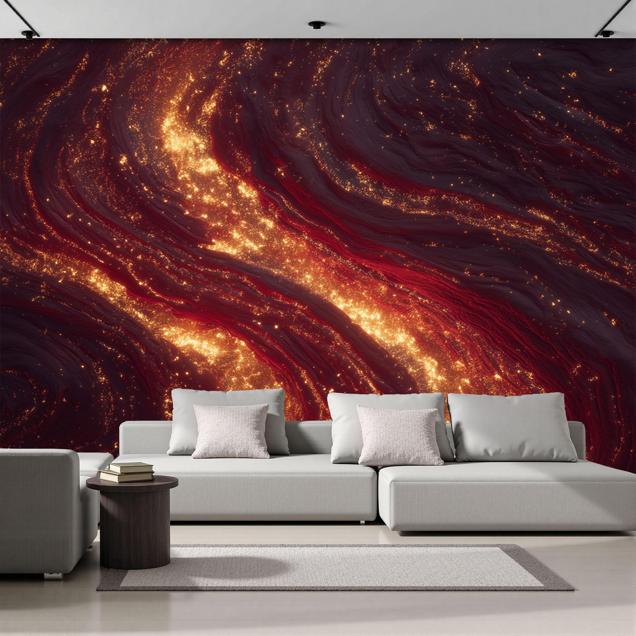 Papier Peint Panoramique Marbre Flamme 200X140Cm Fresque Murale Salon