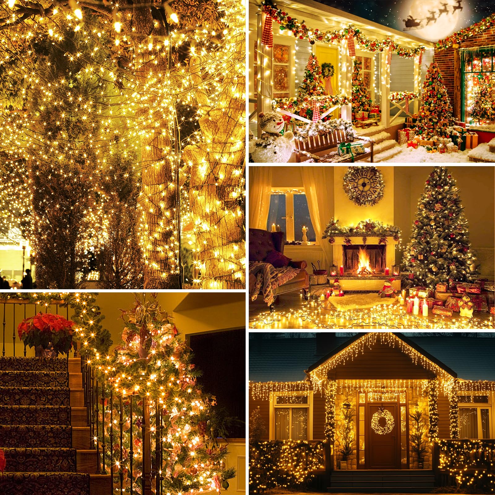 Luces Navidad, Luces Arbol Navidad, 30 Metros, 300 LED, Con Función De Memoria, 8 Modos De Iluminación, Resistente Al Agua, Adecuado Para Decoración Navideña Interior y Exterior (Blanco Cálido)