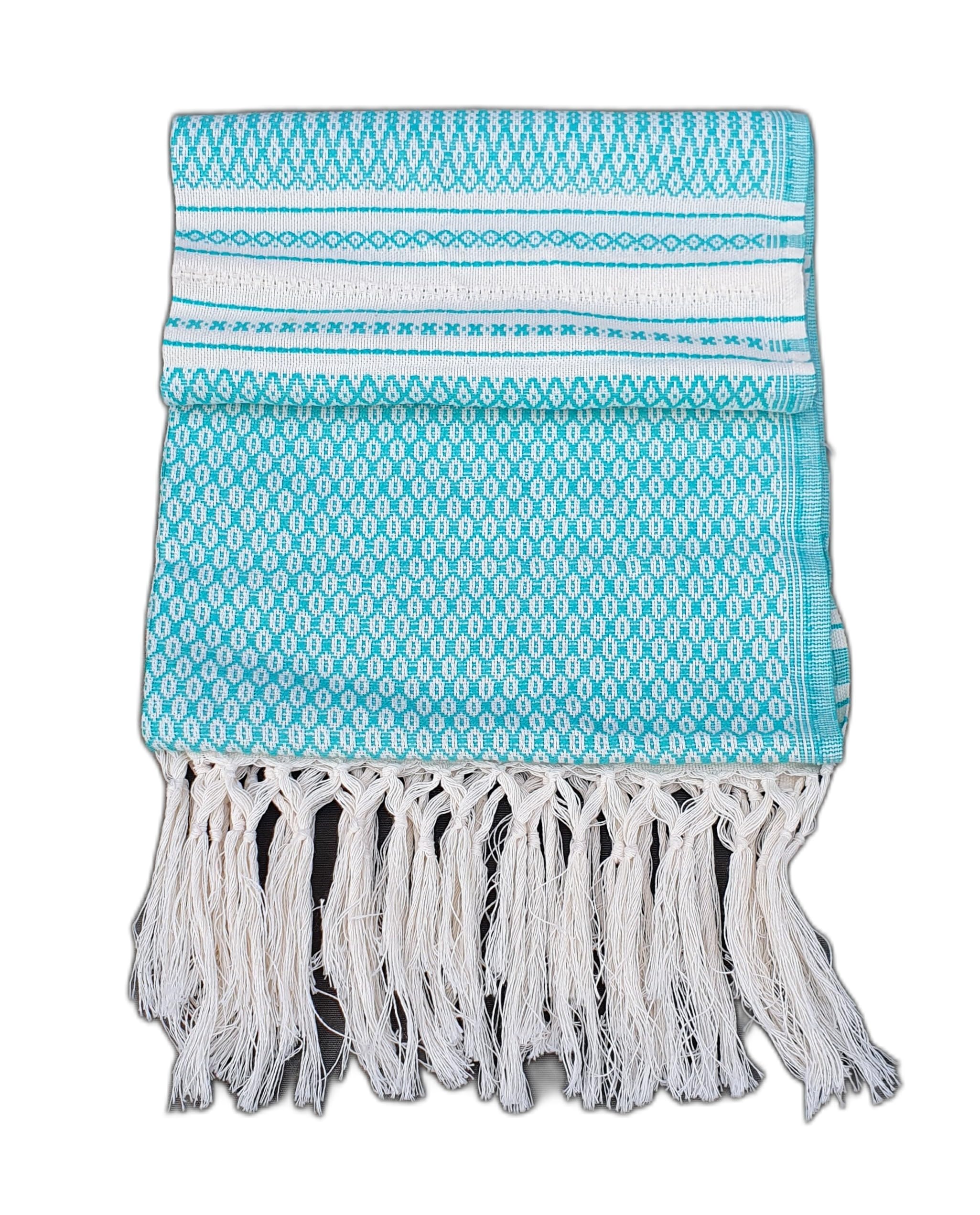ALKIMIA INC Mexican Handmade Cotton Dotted Rebozo Shawl (Turquoise)