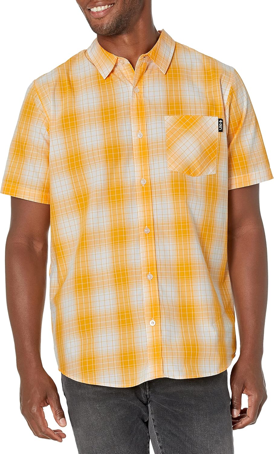LRG Men's Lifted Research Group Short Sleeve Woven Button Up Shirt