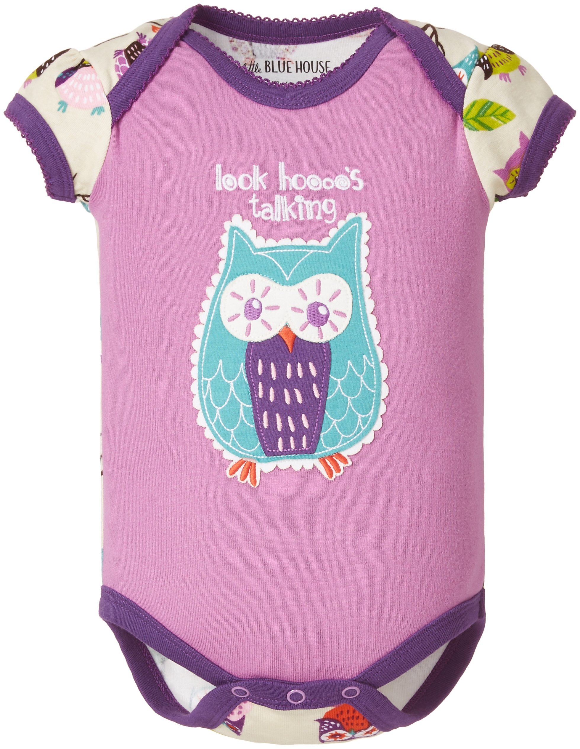 HatleyLBH by Hatley Baby Girls 0-24m Infant Envelope Neck One Piece Party Owls Bodysuit, Purple, 6-12 Months (Manufacturer Size:6)
