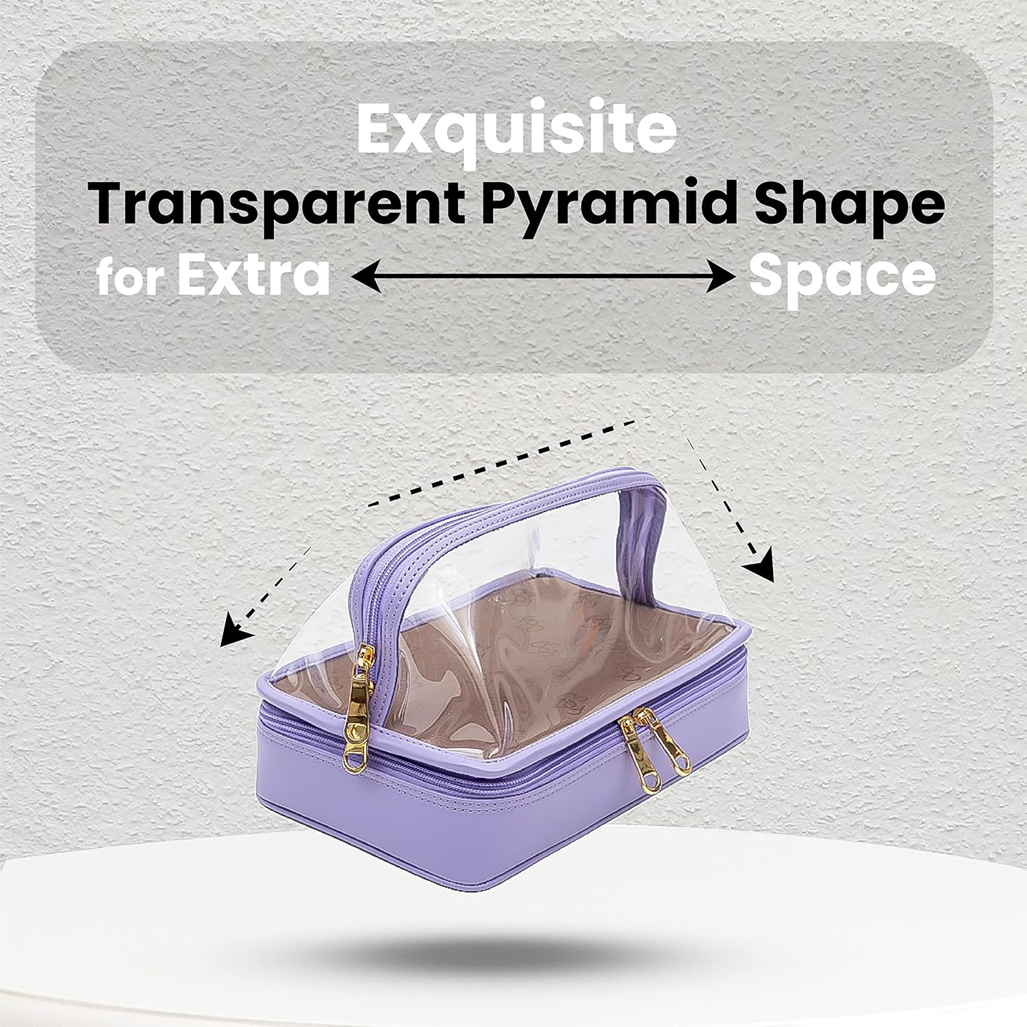 Women’s Vegan Leather Giza Double Layered Travel Pouch, Makeup and Toiletry Organizer, Multifunctional Storage with Dividers, Lilac, 1 Pc