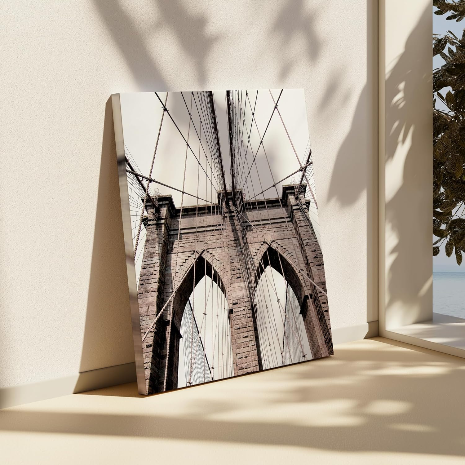 Poster Master Brooklyn Bridge Canvas - New York City Print - Bridge & Architecture Art - Photography Wall Design - NYC Art - Modern Living Room or Office Wall Decor - 8x10 STRETCHED Canvas