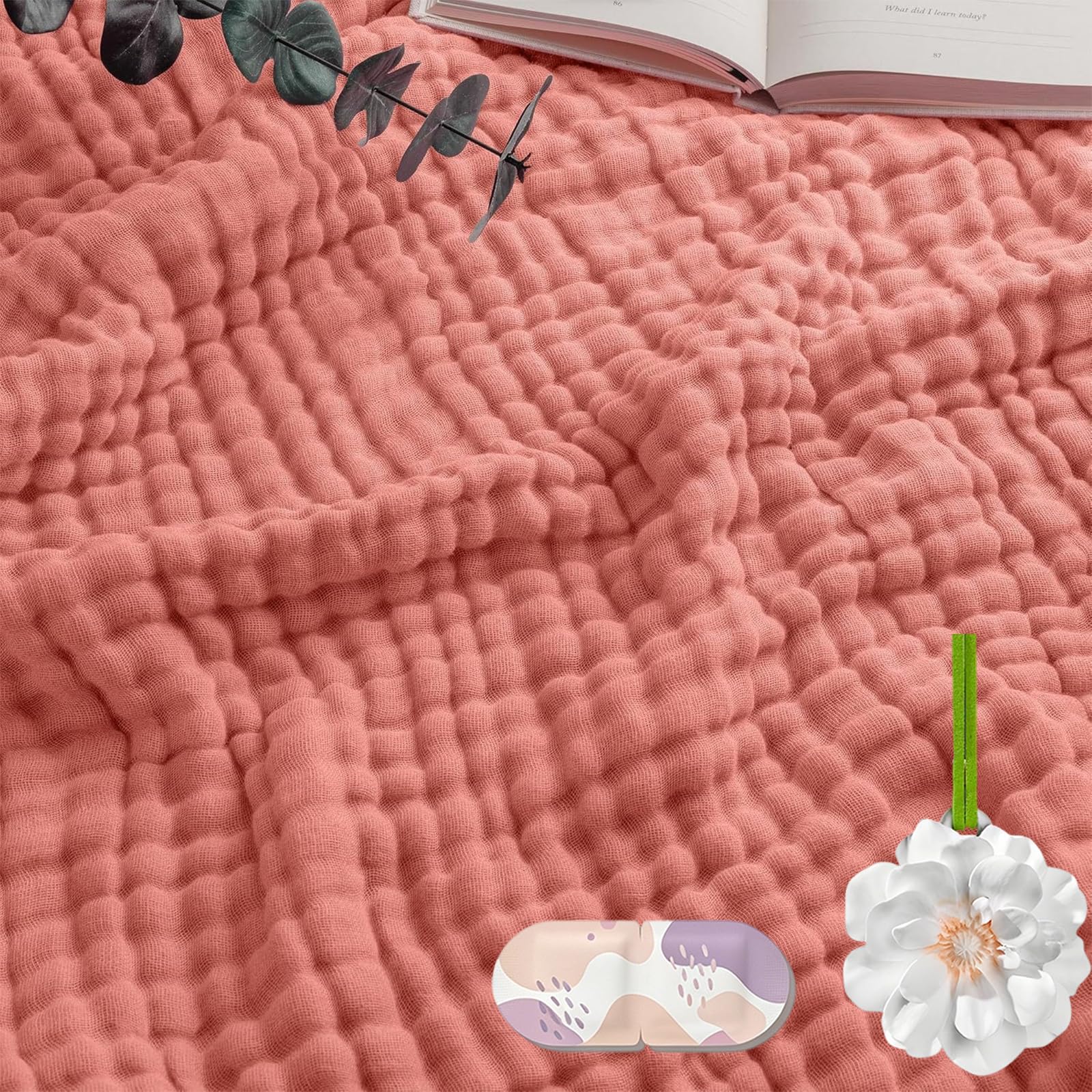 Jmwub 2026 New Soft Muslin Blanket, 100% Natural Cotton Cooling Blanket, 4-Layer Breathable and Lightweight Throws for Sofas Couch Decor, No Sweating on Hot Nights (1PC-J,130 * 150)