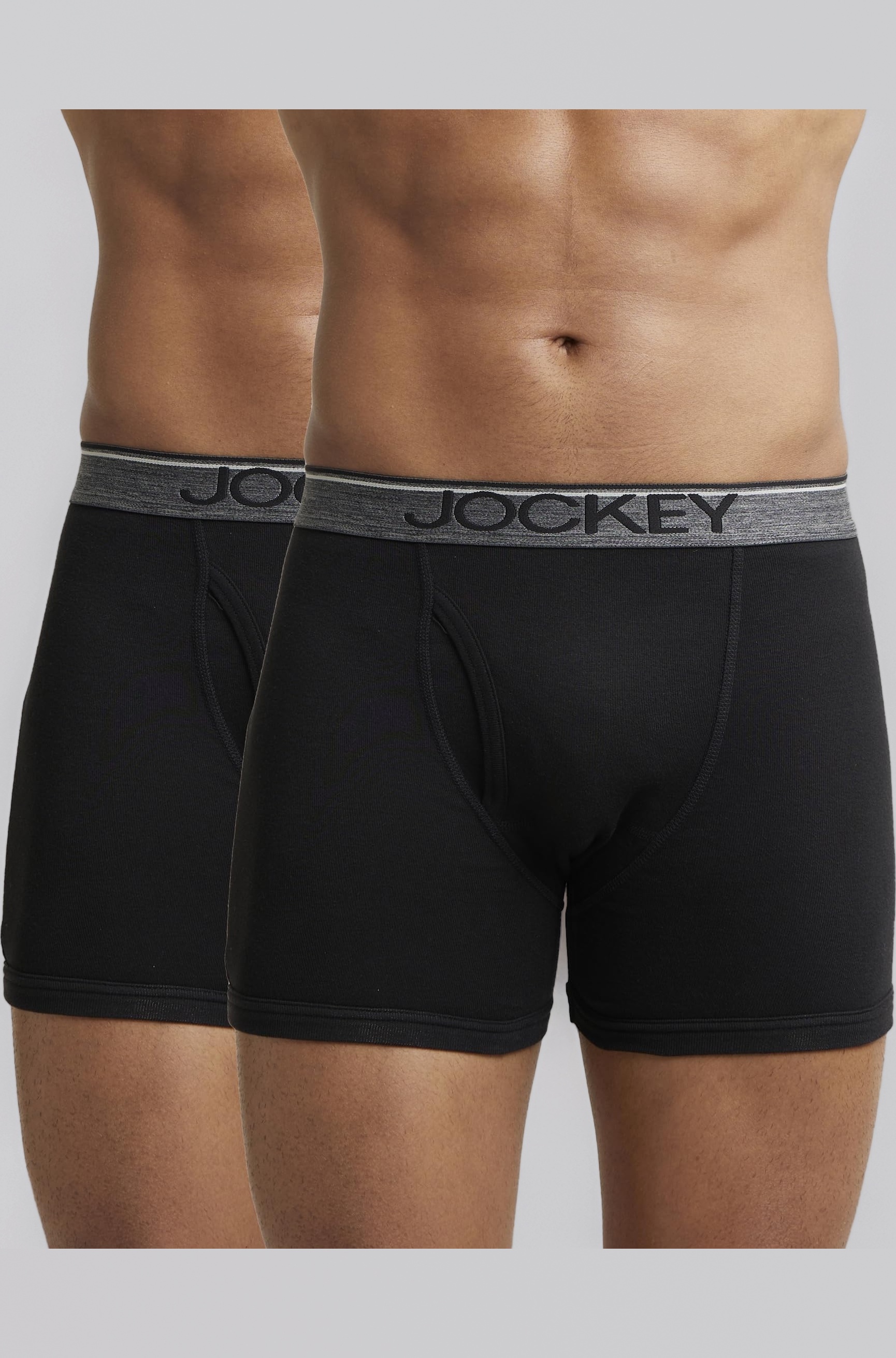 Jockey 8009 Men's Super Combed Cotton Rib Solid Boxer Brief with Ultrasoft Waistband (Pack of 2)