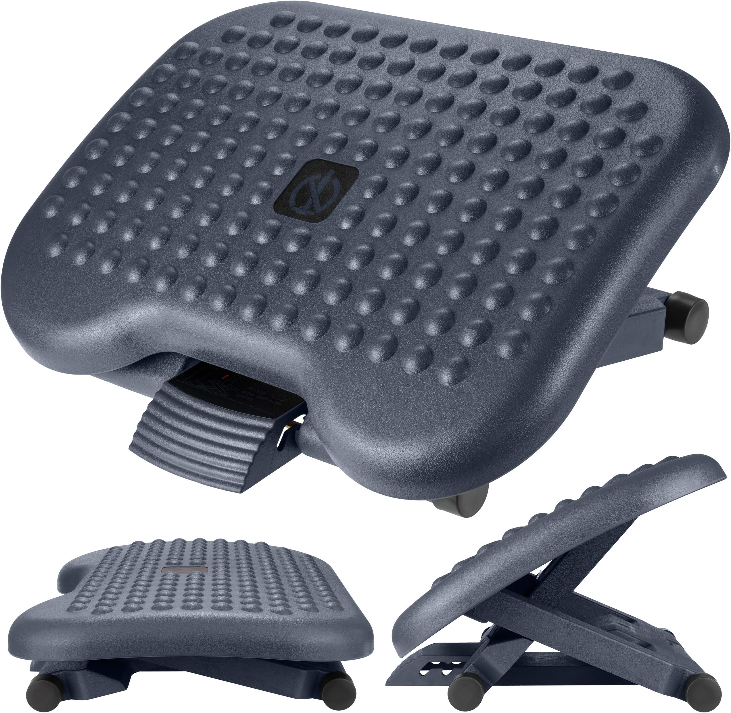 Foot Rest Under Desk - Footrest Height Adjustable for Home & Office Desk with Textured Feet Massager Surface - Ergonomic Tilting Riser - Posture-Improving, Anti Fatigue Leg Support Accessories - HIPS