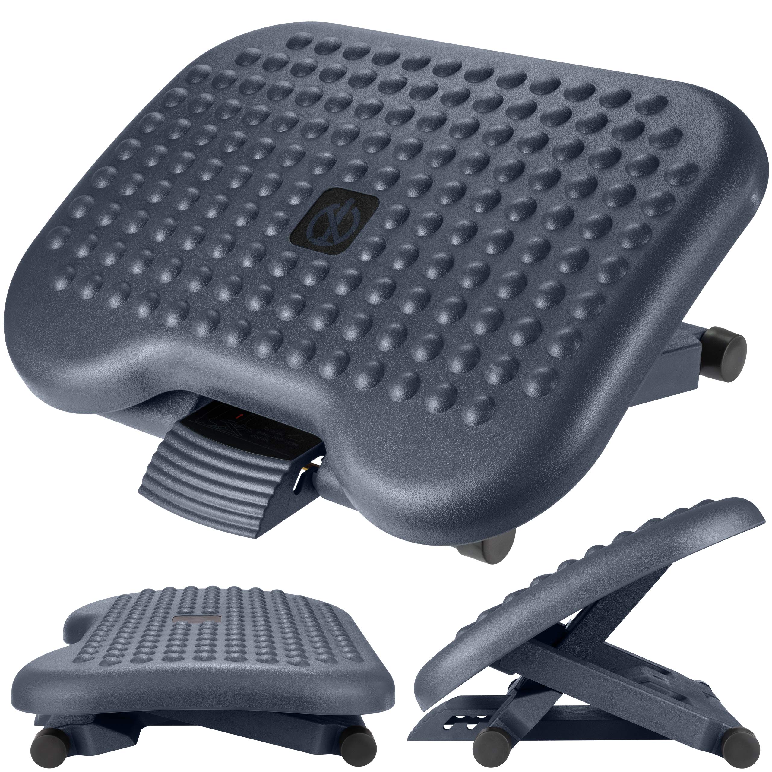 Under Desk Foot Rest - Height Adjustable Footrest Upto 17cm for Home & Office with Textured Massage Surface - Ergonomic Tilting Riser - Posture-Improving, Anti Fatigue Leg Support Accessories - HIPS