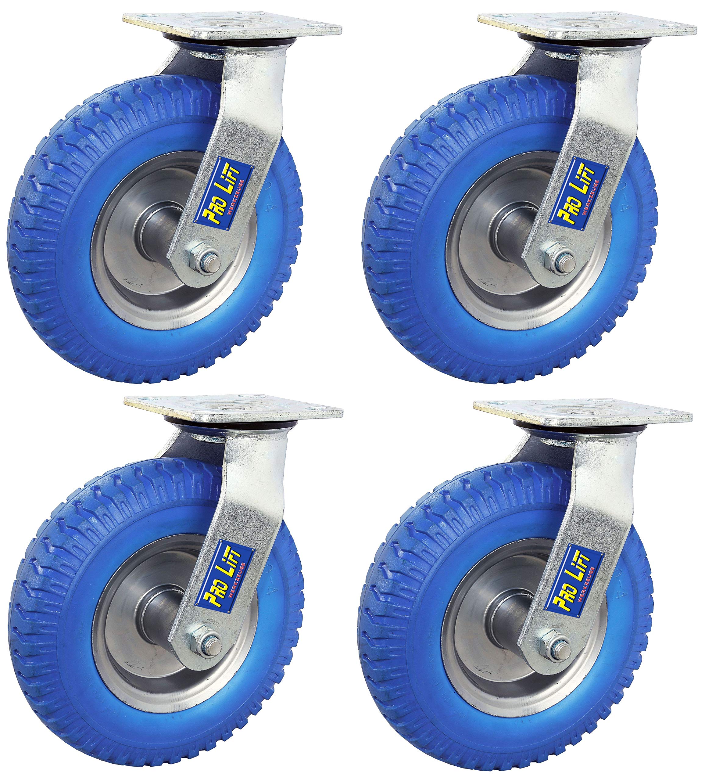 4 Stück Lenkrollen je 80 kg Tragkraft Vollgummi Durchmesser 220 mm Vollgummireifen Schwerlastrollen Transportrollen Rollen Stahlfelge 4x