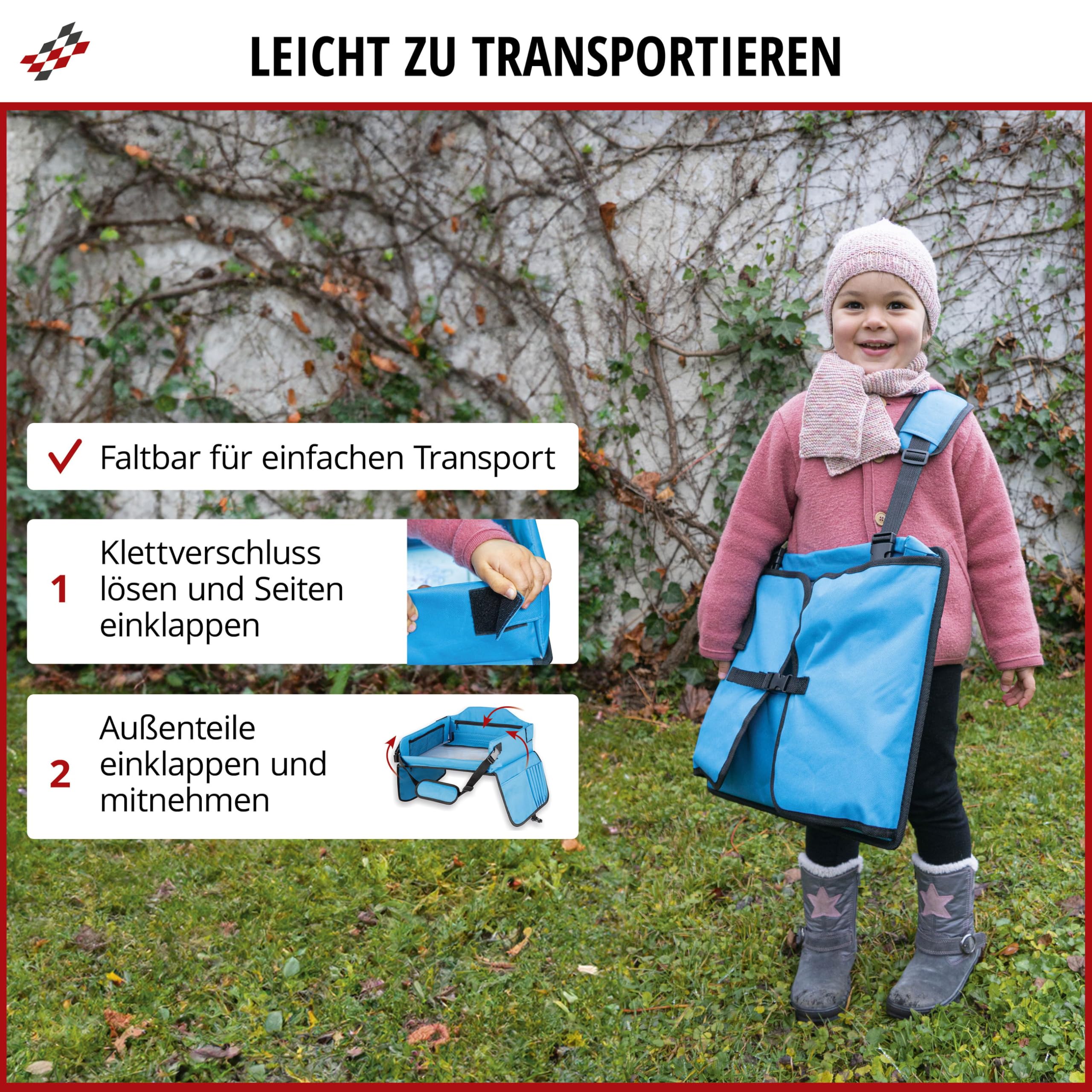 Walser mesa de Viaje para niños, Juego de Viaje Plegable con Soporte para Tablet Azul