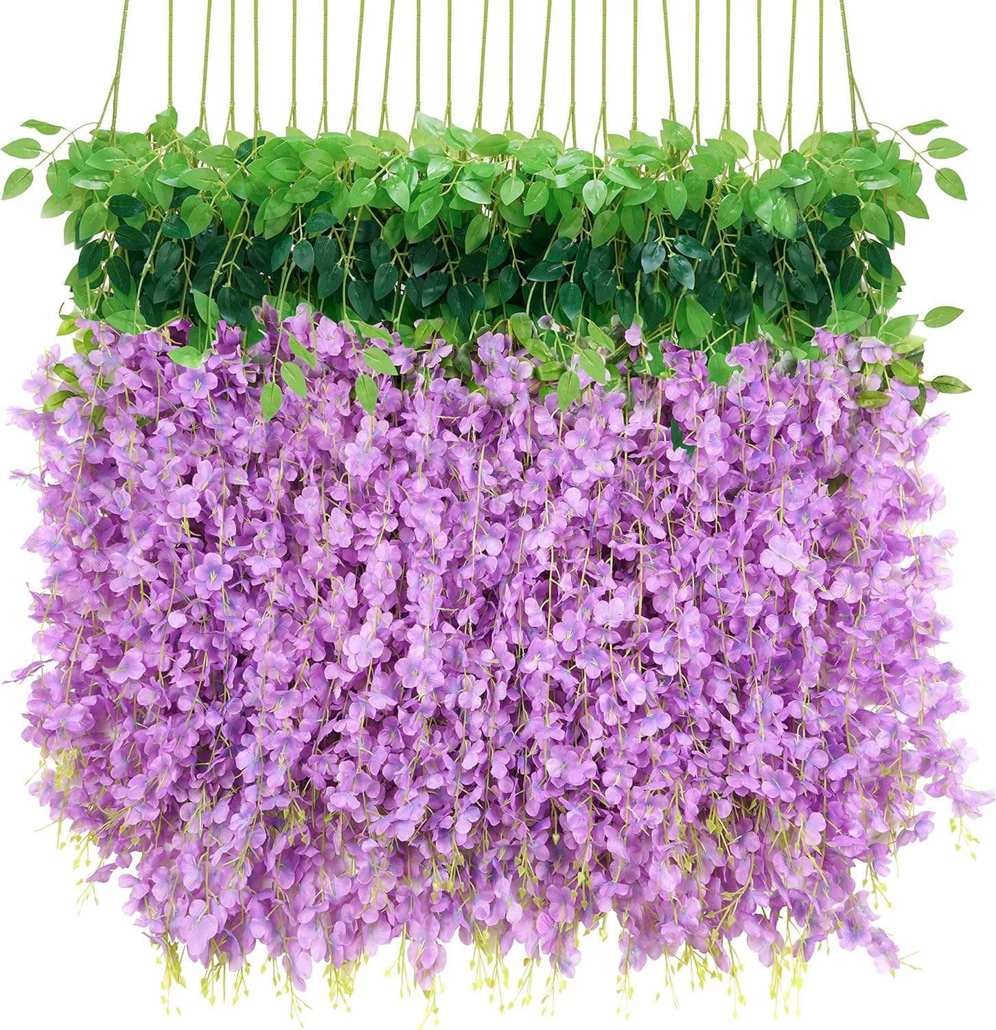 BLEUM CADE 20Pcs Purple Fake Wisteria Hanging Flowers, 3.6Ft/Pcs Artificial Wisteria Garland, Hanging Flowers for Wedding Party Home Backdrop Wall Decoration
