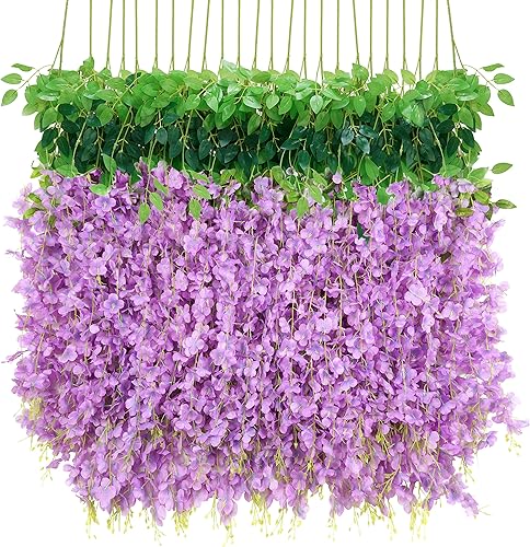 BLEUM CADE 10 Piezas Flores Colgantes de Glicina Artificial Morada, 3.6 PiesPieza Guirnalda de Glicina Artificial, Flores Colgantes para Boda,