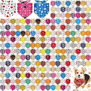 Aliceset 240-Pack Paw Bone Dog Bandanas - Bulk Triangle Kerchiefs for Small Medium Dogs Cats, Adjustable Pet Scarves Party Gifts