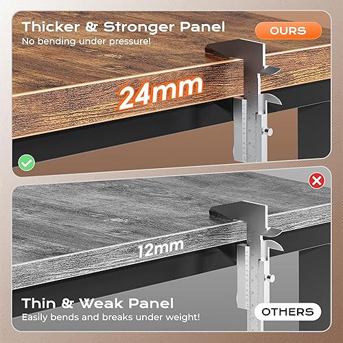 Miniatura 5 de Huuger Escritorio en forma de L de 63 pulgadas con tomas de corriente y puerto USB-C, escritorio de 0.95 pulgadas de grosor, escritorio reversible