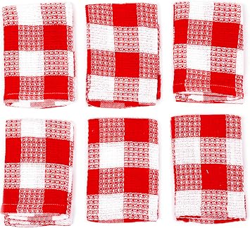 MUkitchen Premium Nanas Dish Cloths, 12x12 inches, 3 Pack Set of 2, 100% Cotton Waffle Weave Crimson Red
