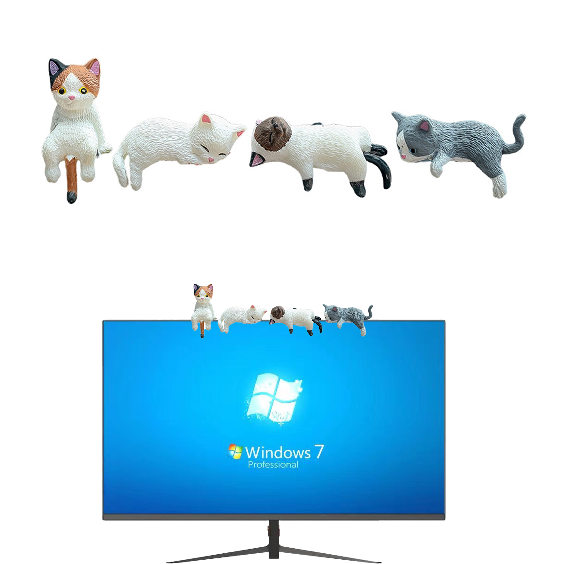 Pinenjoy - 12 cifras realistas de gato en miniatura, cifras de personajes de gatito, lindas