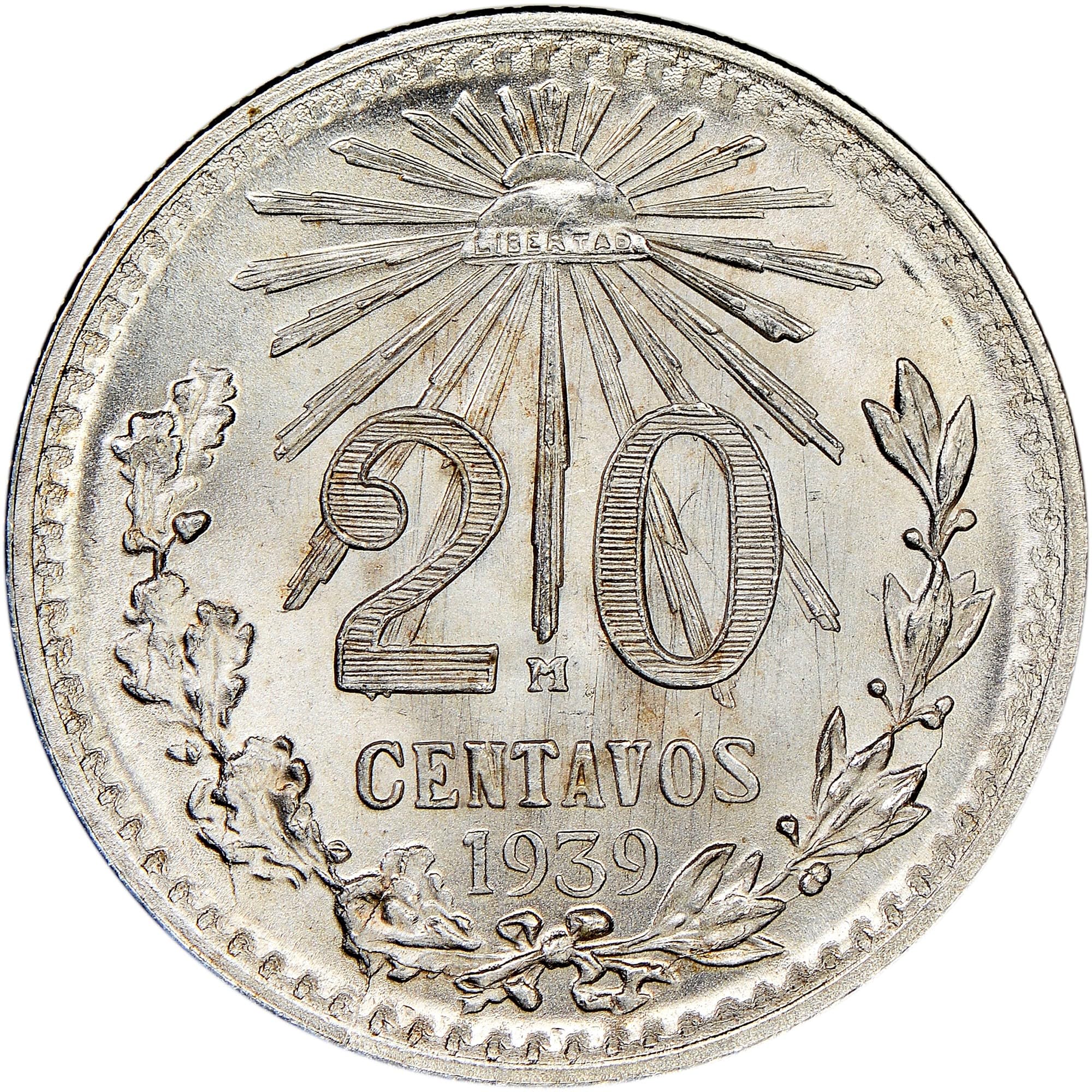 Amazon.com: 1920-1943 Mexican 20 Centavos Silver Libertad 