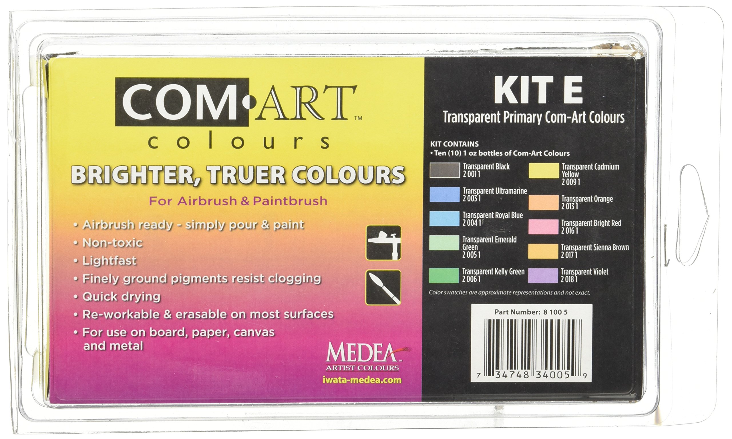 Iwata-Medea Com-Art Color Kit, Kit E Transparent Primary - Image 2