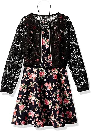 Amy Byer Girls' Tie-Front Long Sleeve Knit Dress - Rainbow Striped