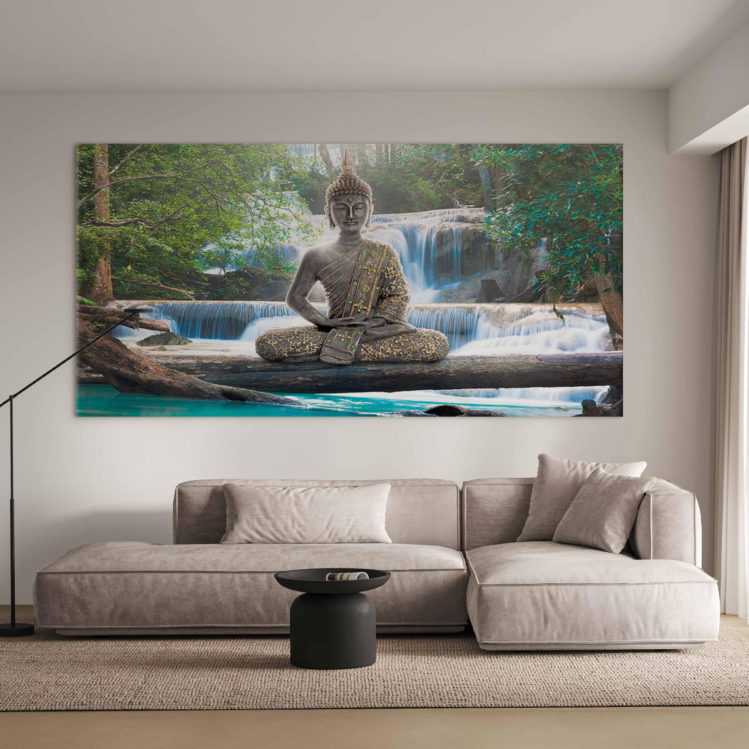 B&D XXL Wandbild Mega XXXL BuddhaEinteiliger XXL-Format Kunstdruck zur Selbstmontage Leinwandbilder moderne Bilder DIY Wanddekoration Wohnung Deko Wasserfall c-A-0021-ak-e