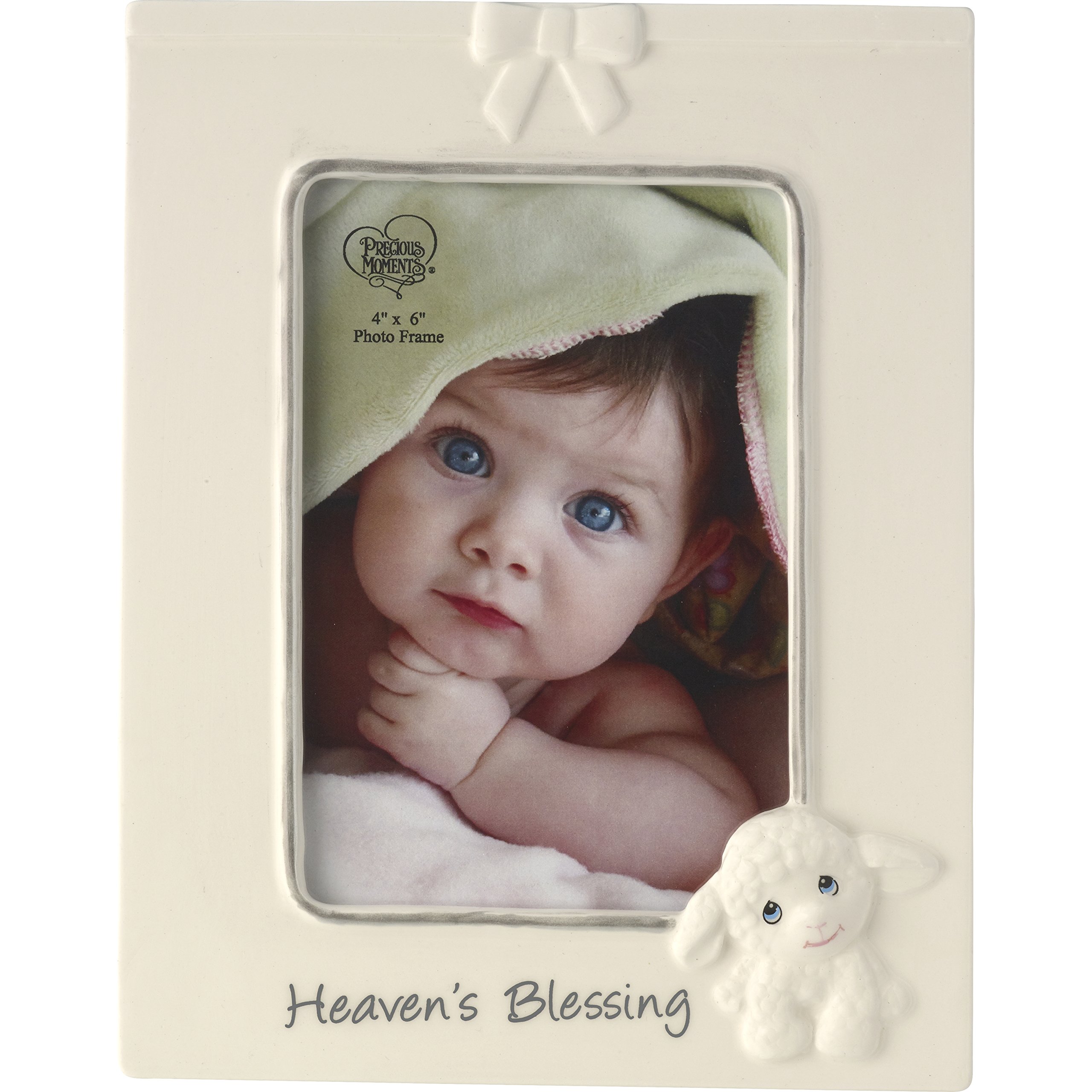 Precious MomentsHeaven's Blessings Ceramic Lamb Photo Frame, Beige