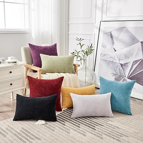 Miniatura 8 de GAWAMAY - Juego de 2 fundas rectangulares decorativas de 12 x 20 pulgadas para almohadas lumbares o cojines, de felpilla supersuave, para sala,