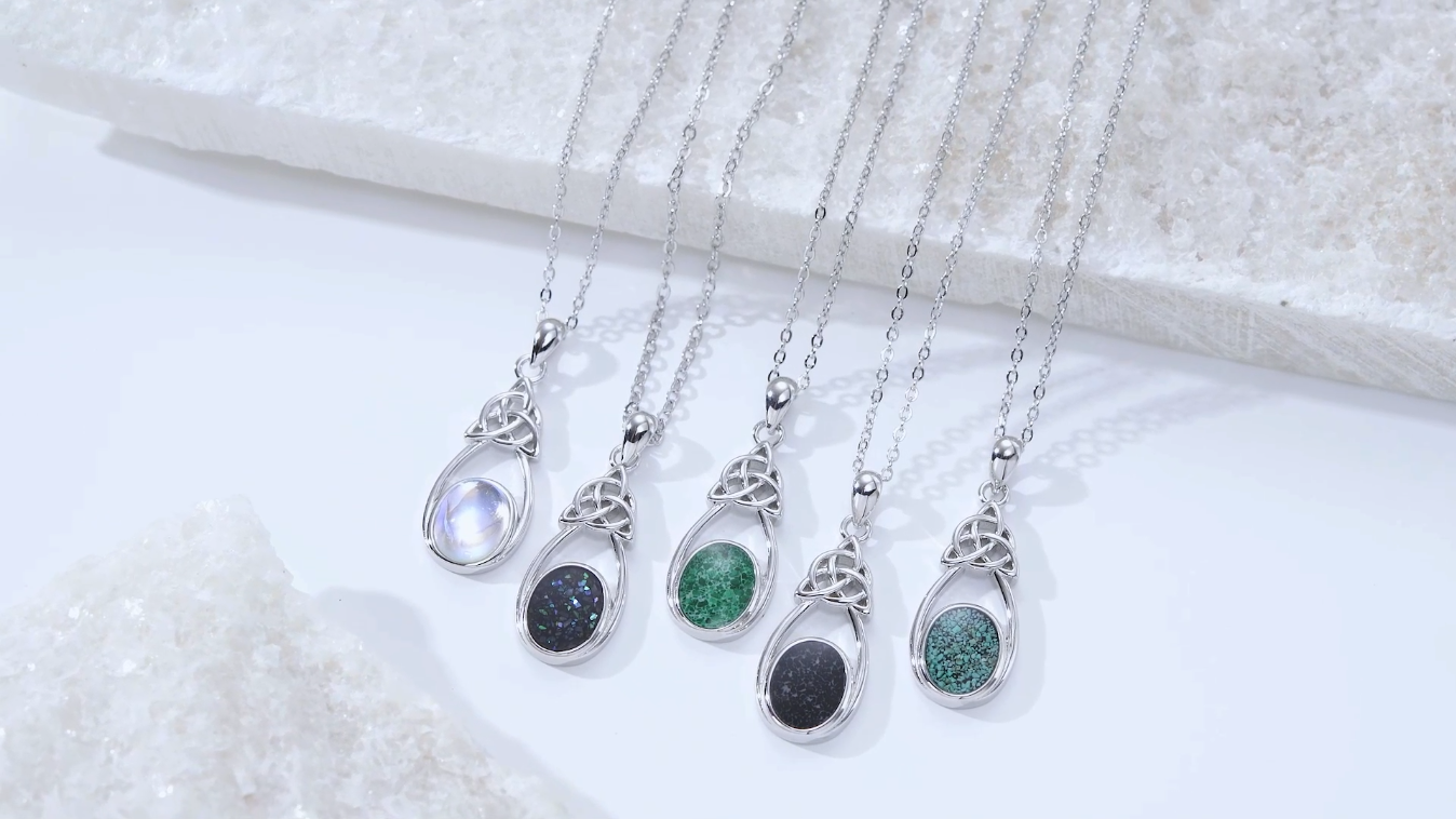 Collana con Pendente a Goccia in Argento Sterling 925 con Pietra di Luna Simulata per Donne, Gioielli Eleganti Vintage  36