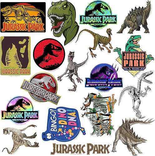 Miniatura 4 de Jurassic Park - Paquete variado de 50 calcomanías de vinilo grandes de lujo, para laptop, botella de agua, álbumes de recortes, tableta, monopatín,