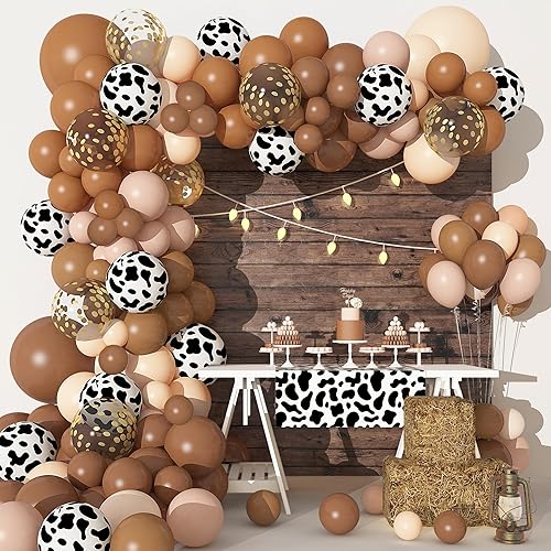 Miniatura 8 de Kit de arco de guirnalda de 170 globos de vaquero, globos con impresión de confeti de color marrón neutro para decoración de fiesta temática