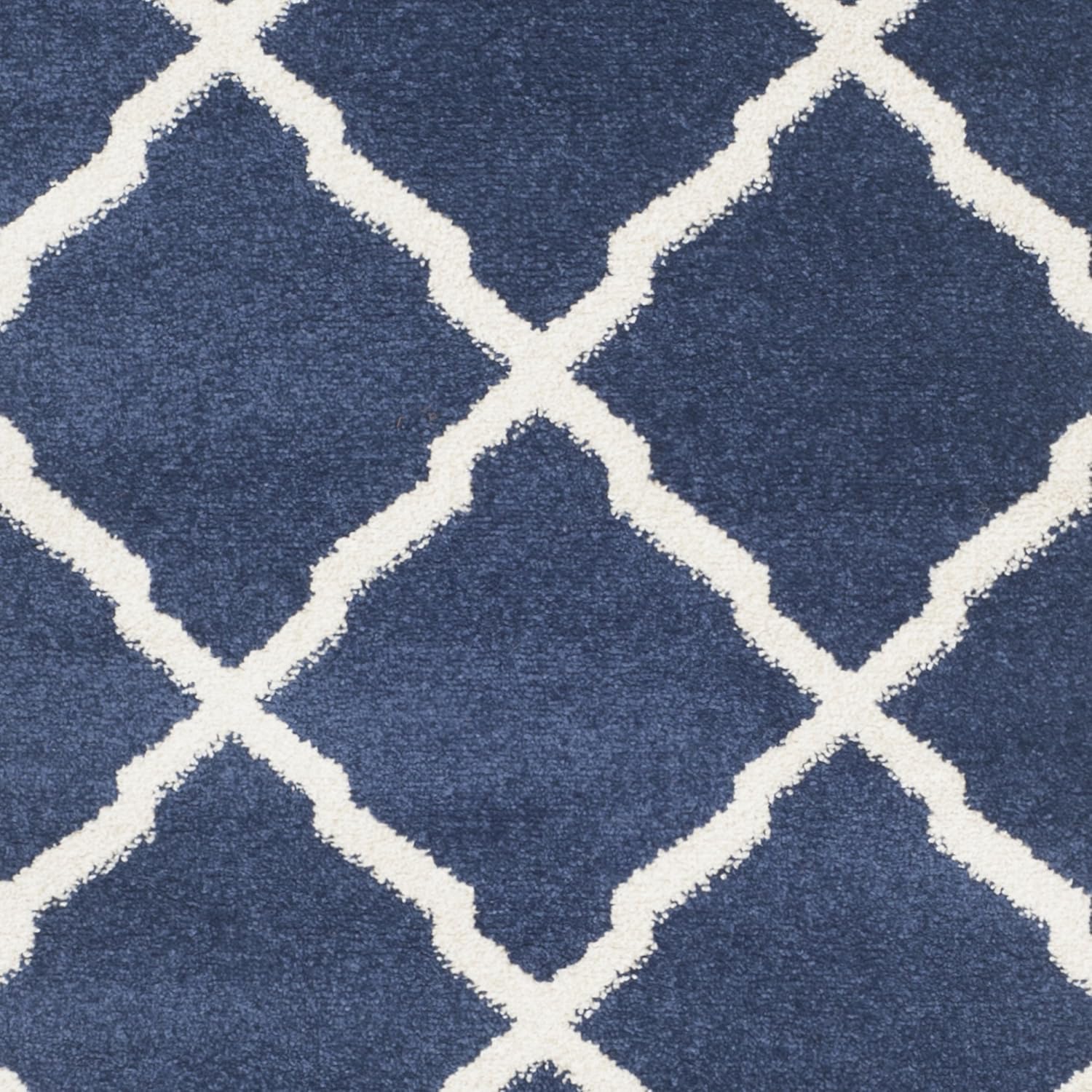 Navy and Beige Geometric Cotton Runner Rug
