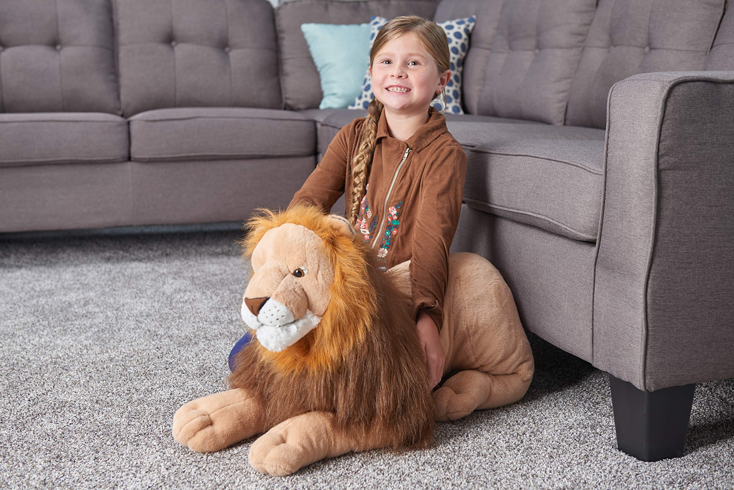 Wild Republic Cuddlekins Jumbo Leone, Peluche di Animali, 76 cm, Peluche per Neonati, Peluche per Regalo di Compleanno Imbottitura Realizzata Partendo da Bottiglie Riciclate