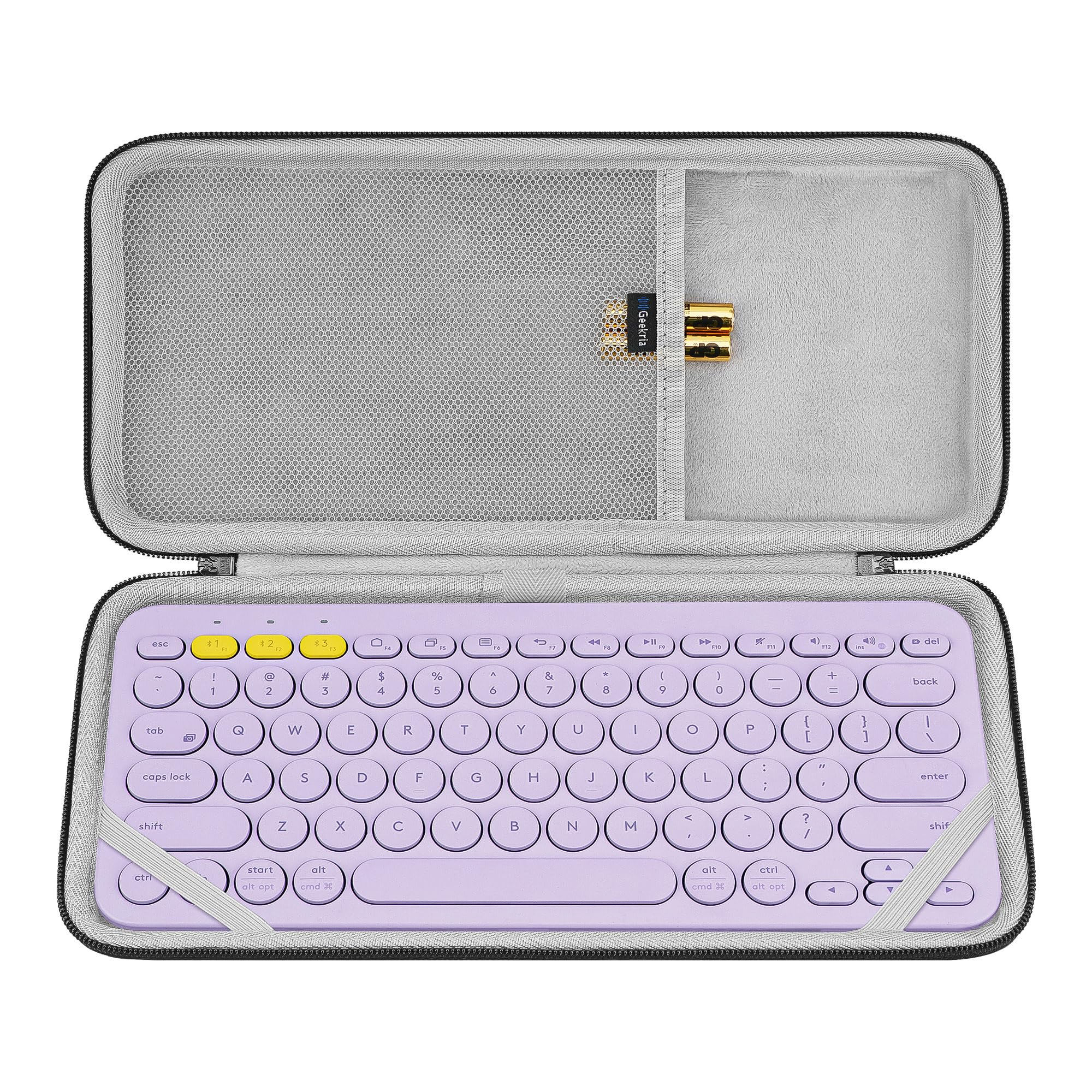 Geekria Funda para Teclado, Estuche de Viaje Protector rígido para teclados compactos pequeños, Compatible con Logitech Pebble Keys 2 K380s / K380 (Lavanda)