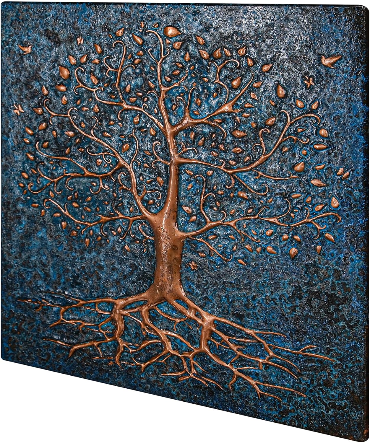Kitchen Backsplash, Tree with Roots Copper Backsplash, Custom Copper Backsplash Panel, Handmade Copper Backsplash Tile, Indoor Outdoor Wall Decor (Blue)