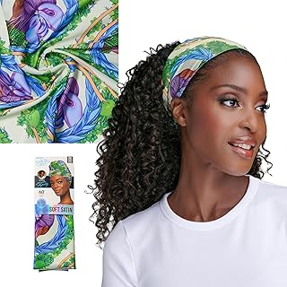 KISS Colors & Care Limited Edition BIFC Premium Soft Satin Wrap Scarf, Smooth & Comfortable All Day Wear, Minimize Frizz, Prevent Breakage, 60” X 16" Extra-Long Scarf - Jacques Agbobly