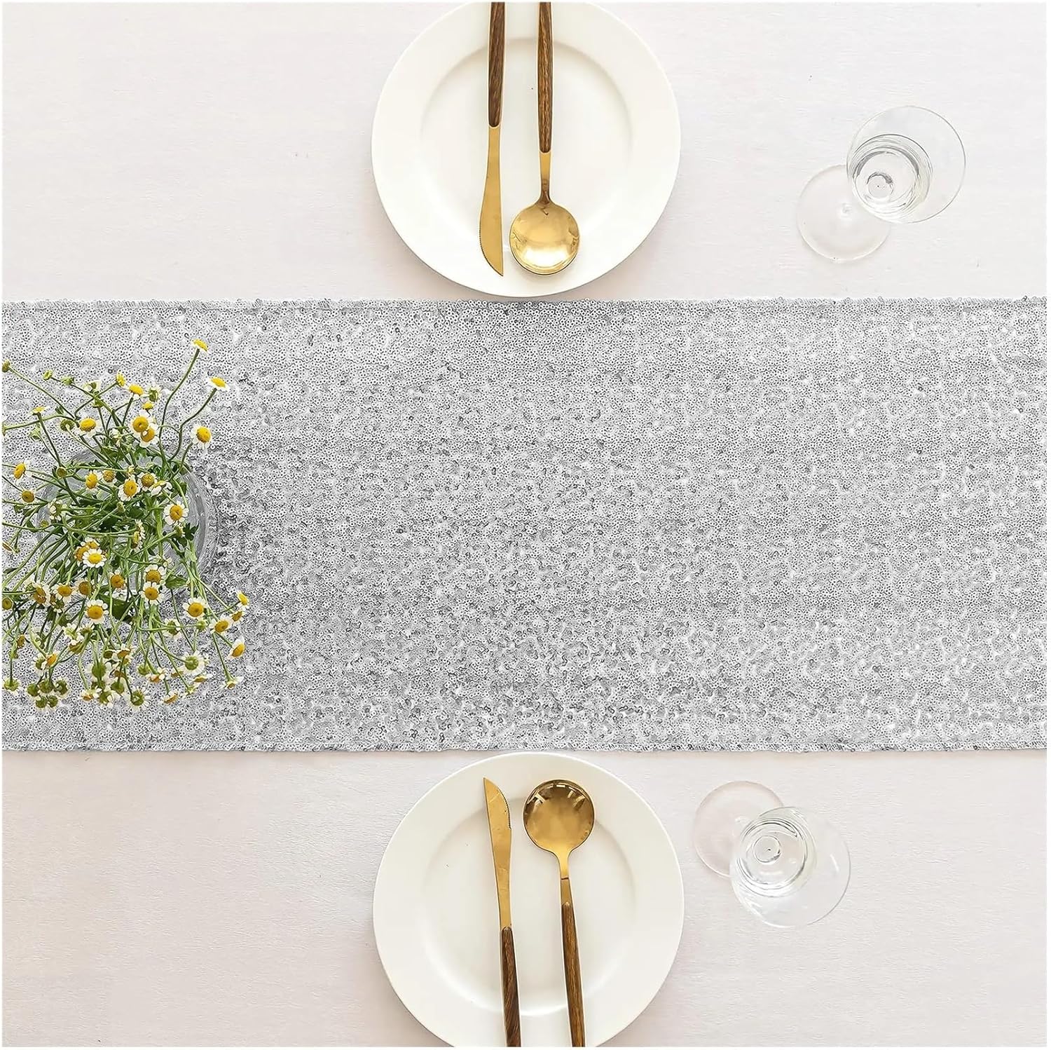 Table Runner 1 Pieces Sequin Table Runner Glitter Dining for Birthday Bachelorette Holiday Celebration(Red,30X180CM_1PCS)