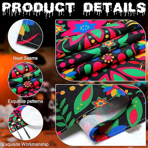 Miniatura 4 de Mifoci Camino de mesa del Día de los Muertos, 2 piezas de lino Dia De Los Muertos, camino de mesa floral de 13 x 72 pulgadas, decoración de mesa