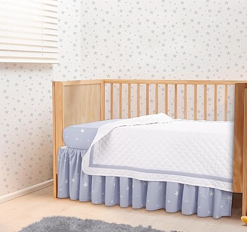 Miniatura 7 de Bedward 100 % algodón (sin relleno de edredón) de 3 piezas para bebé, juego de cama para cuna incluye sábana bajera, falda de cama y edredón para