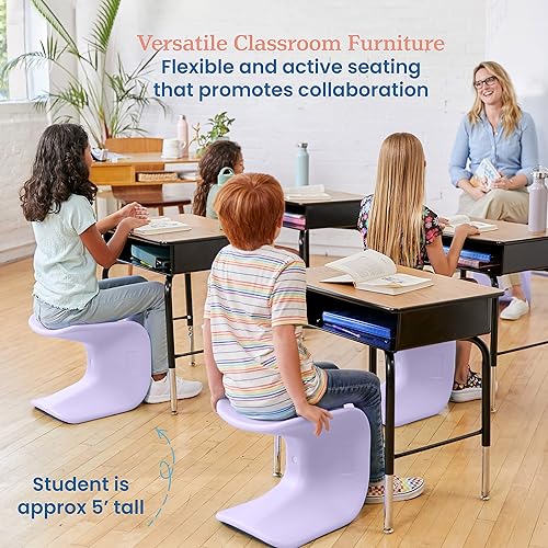 Miniatura 15 de ECR4Kids Asiento ondulado, altura del asiento de 14 a 15.1 pulgadas, taburete de perca, amarillo, paquete de 2 Amarillo,Negro -,Azul,Gris