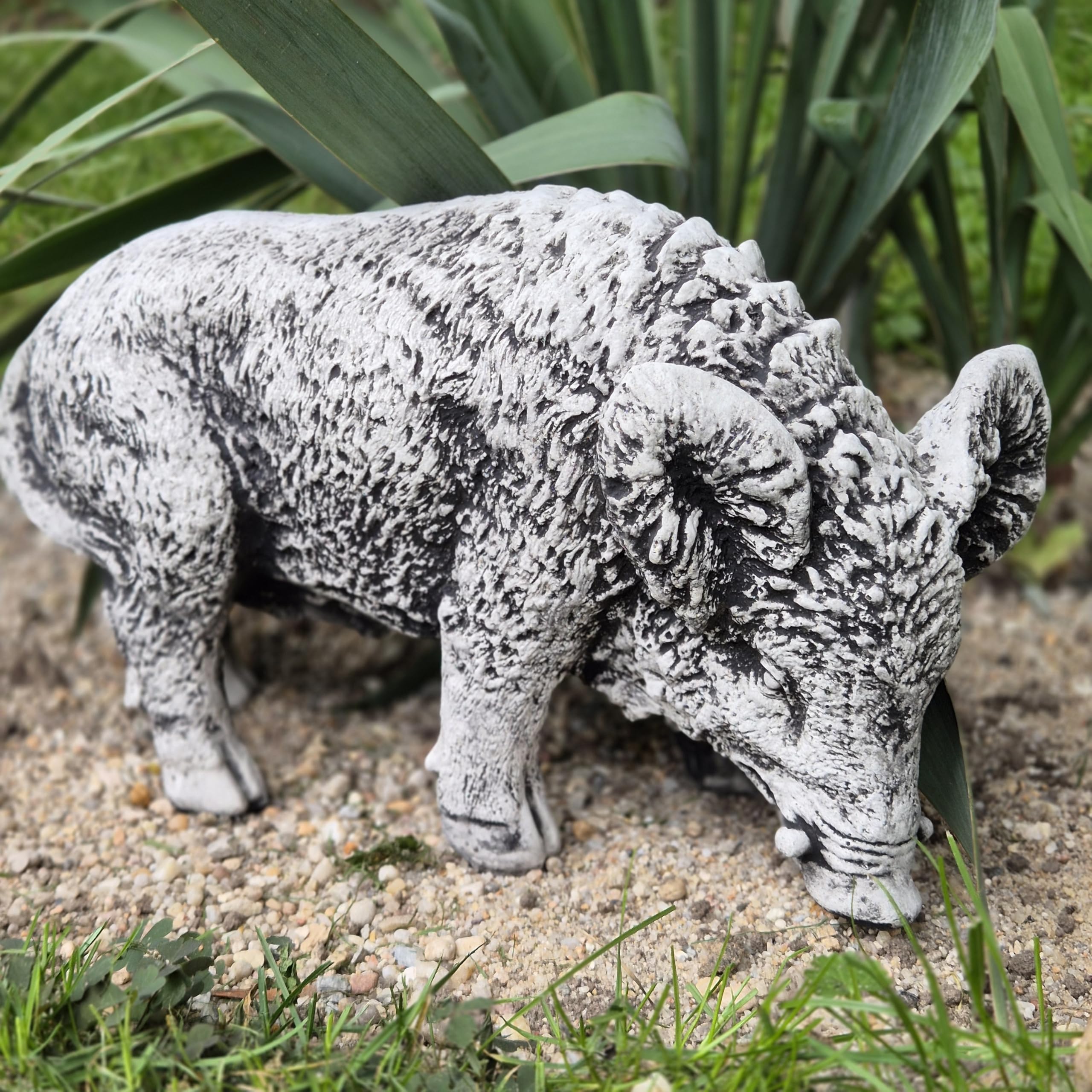 FABRIQ Figura decorativa in pietra artificiale, cinghiale, animali, grigio, pietra artificiale, resistente al gelo, semplice, stile massiccio, L: 35 cm, W: 14 cm, H: 22 cm, peso: 9 kg