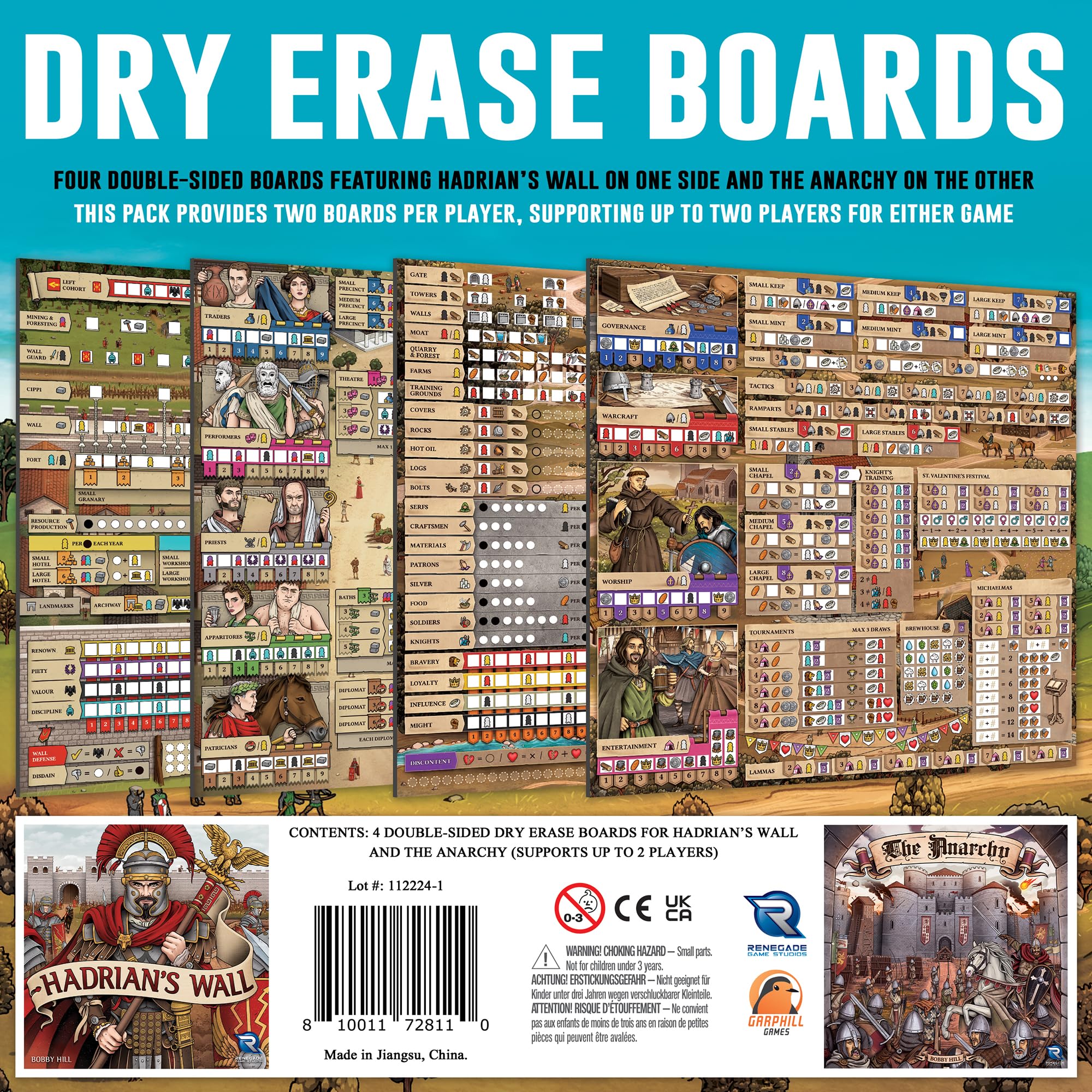 Renegade Game Studios Hadrian's Wall & The Anarchy - 4 Erase Boards