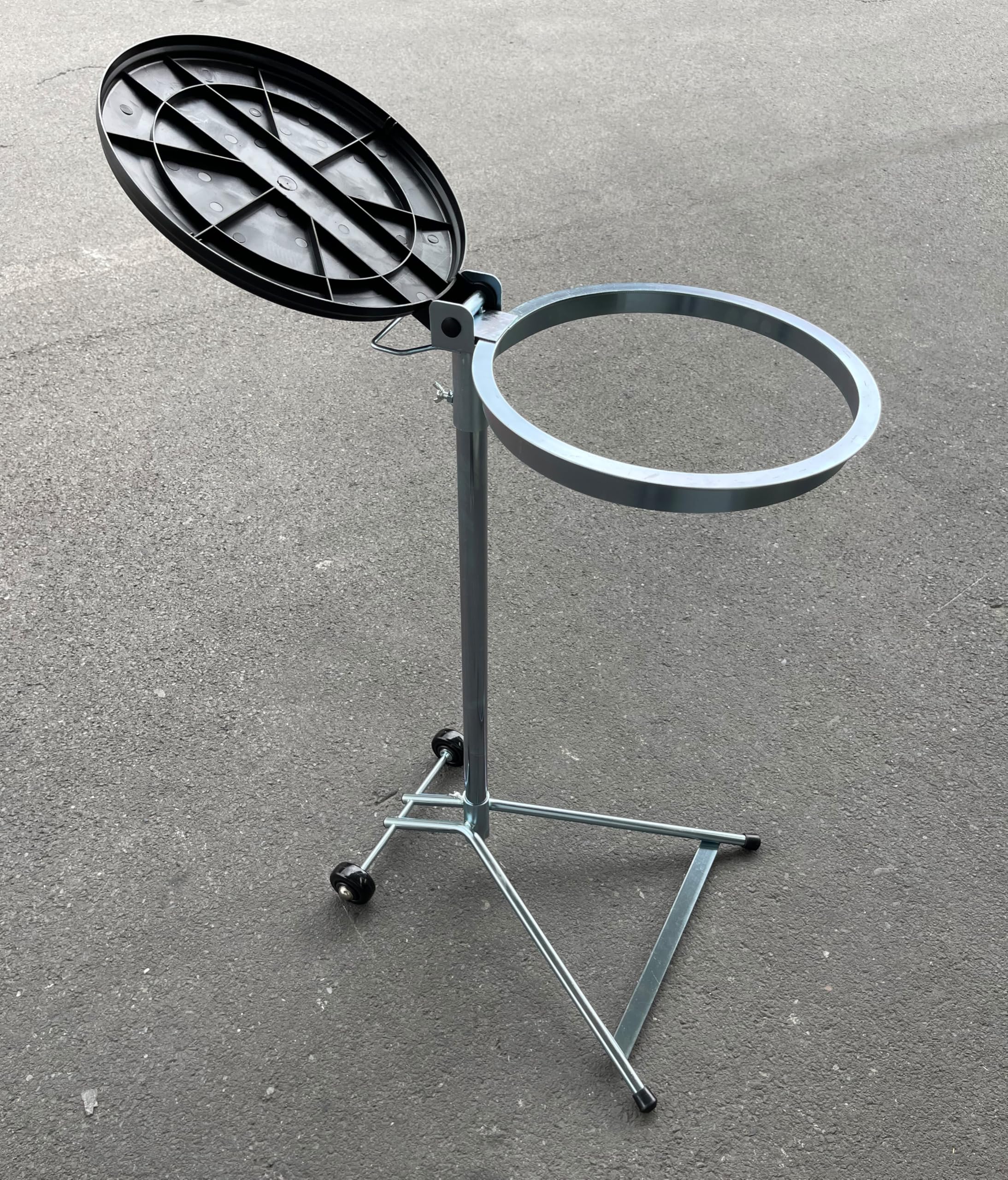 Soporte para bolsas de basura con tapa, 120 L, acero galvanizado, 40 x 40 x 100 cm, 2 ruedas